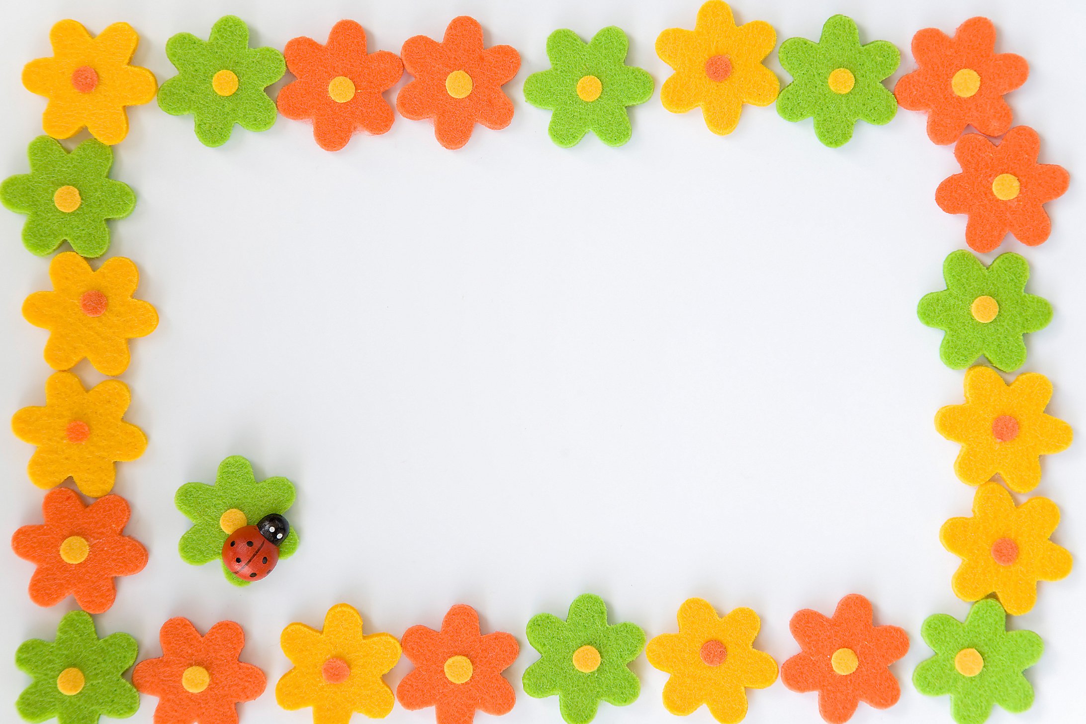 Spring flower frame with ladybug